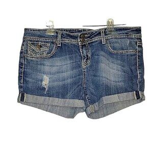RUSTIC DENIM‎ Thick Stitched Plus Size 20 Embroidered Pockets Distressed Shorts